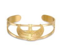 VASSAGO Egyptian Goddess Bracelet for Women Men Winged Goddess Isis Cuff Bangle Bracelet Stainless Steel Ancient Egypt Symbol Amulet Protection Mythology Jewelry Gifts