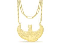 VASSAGO Egyptian Goddess Isis Necklace for Women Men Winged Goddess Pendant Necklace Stainless Steel Ancient Egypt Greek Protection Amulet Mythology Jewelry Gifts