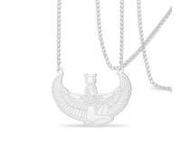VASSAGO Egyptian Goddess Isis Necklace for Women Men Winged Goddess Pendant Necklace Stainless Steel Ancient Egypt Greek Protection Amulet Mythology Jewelry Gifts