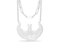 VASSAGO Egyptian Goddess Isis Necklace for Women Men Winged Goddess Pendant Necklace Stainless Steel Ancient Egypt Greek Protection Amulet Mythology Jewelry Gifts
