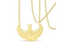 VASSAGO Egyptian Goddess Isis Necklace for Women Men Winged Goddess Pendant Necklace Stainless Steel Ancient Egypt Greek Protection Amulet Mythology Jewelry Gifts