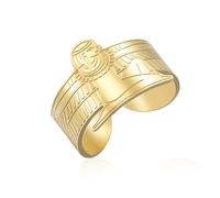 VASSAGO Egyptian Goddess Isis Ring for Women Men Stainless Steel Winged Goddess Band Statement Ring Ancient Egypt Symbol Amulet Protection Mythology Jewelry Gift