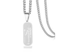 VASSAGO Egyptian Goddess Necklace Ancient Egypt Cartouche Pendant | Stainless Steel Egyptian Goddess God Anubis, Isis, Sekhmet, Seshat, Hathor, Maat, Egypt Amulet Myth Necklace Jewelry