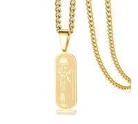 VASSAGO Egyptian Goddess Necklace Ancient Egypt Cartouche Pendant | Stainless Steel Egyptian Goddess God Anubis, Isis, Sekhmet, Seshat, Hathor, Maat, Egypt Amulet Myth Necklace Jewelry