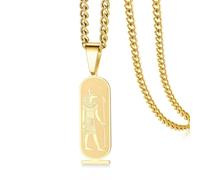 VASSAGO Egyptian Goddess Necklace Ancient Egypt Cartouche Pendant | Stainless Steel Egyptian Goddess God Anubis, Isis, Sekhmet, Seshat, Hathor, Maat, Egypt Amulet Myth Necklace Jewelry