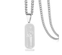 VASSAGO Egyptian Goddess Necklace Ancient Egypt Cartouche Pendant | Stainless Steel Egyptian Goddess God Anubis, Isis, Sekhmet, Seshat, Hathor, Maat, Egypt Amulet Myth Necklace Jewelry