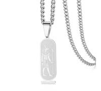 VASSAGO Egyptian Goddess Necklace Ancient Egypt Cartouche Pendant | Stainless Steel Egyptian Goddess God Anubis, Isis, Sekhmet, Seshat, Hathor, Maat, Egypt Amulet Myth Necklace Jewelry