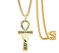 VASSAGO Eye of Horus Ankh Cross Necklace for Men Women Stainless Steel Ancient Egyptian Key of Life Pendant Necklace Amulet of Protection Protection Egypt Jewelry Gift (gold)
