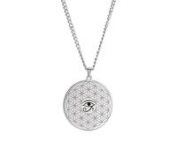 VASSAGO Flower of Life Necklace Stainless Steel Eye Of Horus Pendant Evil Eye Talisman Jewelry for Men Women (Silver), Stainless Steel, No Gemstone