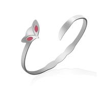 VASSAGO Fox Bracelet for Women Open Adjustable Bangle Stainless Steel Fox Tail Bracelet Animal Lovers Statement Jewelry (Silver)