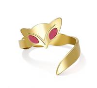 VASSAGO Fox Ring for Women Open Adjustable Ring Stainless Steel Fox Tail Finger Animal Lovers Statement Jewelry (gold)