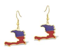 VASSAGO Haiti Map Earrings Haiti Country Map Outline Pendant，Gold 3