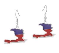 VASSAGO Haiti Map Earrings Haiti Country Map Outline Pendant，Silver 3