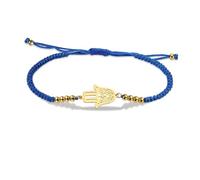 VASSAGO Hand of Fatima Bracelet for Women Men Adjustable Handmade Braided Bracelet Colorful String Rope with Beads Bracelet Good Luck Minimalist Jewelry (Blue)