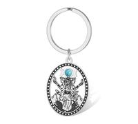 VASSAGO Hecate Keychain Stainless Steel Triple Moon Goddess Keyring Hekate Pendant Pagan Witchy Jewelry Gifts for Women (silver)
