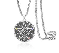 VASSAGO Hecate Pentagram Necklace for Women Men Stainless Steel Celtic Pendant 7 Chakra Healing Crystal Wiccan Pagan Witch Jewelry Amulet Gift (Silver)
