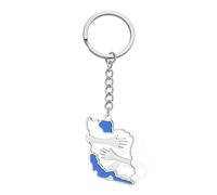 VASSAGO Iran Map Keychain with Peace Dove/Embrace/Flag Color CZ Stainless Steel Iranian Patriotic Pendant Persian Jewelry (silver 2)