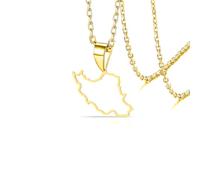 VASSAGO Iran Map Necklace with Peace Dove/Embrace/Flag Color CZ Stainless Steel Iranian Patriotic Pendant Persian Jewelry Gift for Women Men (Gold 11)