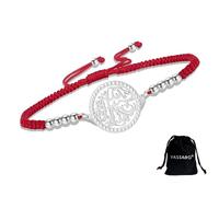 VASSAGO Islam Muslim Bracelet Stainless Steel Handmade String Quran Ayatul Kursi Bracelet Allah Arabic Calligraphy Charm Ramadan Eid Jewelry Gifts (Silver-Red String 2)