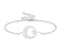 VASSAGO Islamic Ayatul Kursi Bracelet Crescent Moon and Star Bracelet Adjustable Braided Rope Arabic Muslim Quran Calligraphy Allah Jewelry for Women Men Eid Ramadan Gift (Silver 1)