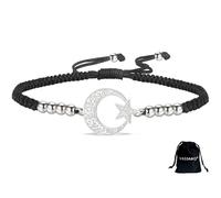 VASSAGO Islamic Ayatul Kursi Bracelet Crescent Moon and Star Bracelet Adjustable Braided Rope Arabic Muslim Quran Calligraphy Allah Jewelry for Women Men Eid Ramadan Gift (S-B)