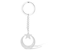 VASSAGO Islamic Ayatul Kursi Necklace Crescent Moon and Star Pendant Arabic Muslim Quran Calligraphy Allah Jewelry Stainless Steel Islam Eid Ramadan Gift for Women Men (Silver)