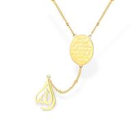 VASSAGO Islamic Ayatul Kursi Oval Necklace for Women Allah Teardrop Necklaces Arabic Muslim Quran Calligraphy Pendant Stainless steel Islam Eid Ramadan Gift Jewelry