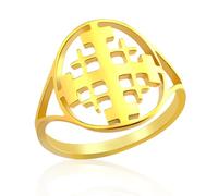 VASSAGO Jerusalem Crusaders Cross Ring for Women Men Stainless Steel Christian Catholic Templar Knights Rings Religious Jewelry Baptism Gift Size 7-11 (gold, 10)