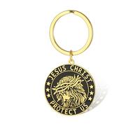 VASSAGO Jesus Christ Keychain Stainless Steel Christian Prayer Keyring Communion Baptism Confirmation Religious Jewelry Gifts (gold)