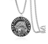 VASSAGO Jesus Christ Necklace Stainless Steel Coin Medallion Pendant Necklace Christian Prayer Amulet Jewelry Gift for Men Women (silver)