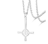 VASSAGO Leviathan Cross Necklace for Women Men Layered Satanic Symbol Necklace Stainless Steel Cross Pendant Satan Church Jewelry (Silver Leviathan Cross)