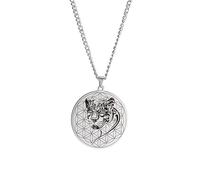 VASSAGO Life Flower Necklace Stainless Steel Mystery Leopard Pendant Sacred Geometry Animal Jewelry for Men Women, Stainless Steel, No Gemstone (Silver)
