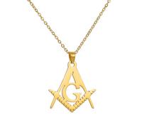 VASSAGO Masonic Necklace for Men Freemason Symbol Pendant Necklace Accepted Masons Pendant Jewelry Stainless Steel Pendant Necklace (gold)