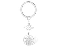 VASSAGO Metatron Cube Witches Knot Keychain Stainless Steel Celtic Knot Protection Amulet Sacred Geometry Keyring Witchcraft Jewelry for Women Men (silver)