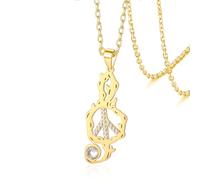 VASSAGO Music Note Pendant Necklace Stainless Steel Peace Sign Necklace Music Lover Jewelry Gifts for Women Teens (gold)