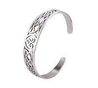 VASSAGO Nordic Viking Triskele Symbol Irish Trinity Celtic Knot Cuff Bracelet Stainless Steel Bangle Vintage Amulet Jewelry Gifts for Men Women Teens (silver)