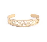 VASSAGO Nordic Viking Triskele Symbol Irish Trinity Celtic Knot Cuff Bracelet Stainless Steel Bangle Vintage Amulet Jewelry Gifts for Men Women Teens (gold)