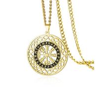 VASSAGO Norse Viking Necklace for Men Women Stainless Steel Viking Rune Compass Necklace Celtic Pendant Norse Mythology Jewelry
