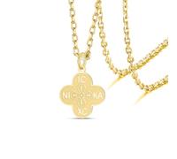 VASSAGO Orthodox Cross Necklace IC XC NIKA Four Leaf Clover Jesus Christ Pendant Eastern Gr yzantine Cross Necklace Christian Religious Amulet Jewelry Gift for Women Men，Gold