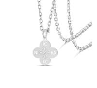 VASSAGO Orthodox Cross Necklace IC XC NIKA Four Leaf Clover Jesus Christ Pendant Eastern Gr yzantine Cross Necklace Christian Religious Amulet Jewelry Gift for Women Men，Silver