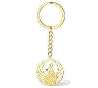VASSAGO Phoenix Keychain Stainless Steel Mythological Animal Bird Keyring Purse Bag Backpack Key Accessories Jewelry Gifts (gold)