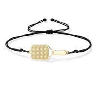 VASSAGO Pickleball Bracelet Pickleball Paddle and Ball Charm Link Chain & Adjustable Braided Bracelet Sports Jewelry Gift for Women Men Pickleball Lovers Players Team，Gold-BB1