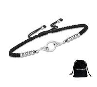 VASSAGO Rise From the Ashes Phoenix Bracelet Stainless Steel Fire Bird Charm Adjustable Slider Braided Rope String Bracelet Symbol of Luck and Renewal Birthday Gift for Women (silver-balck string)