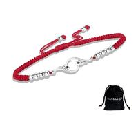 VASSAGO Rise From the Ashes Phoenix Bracelet Stainless Steel Fire Bird Charm Adjustable Slider Braided Rope String Bracelet Symbol of Luck and Renewal Birthday Gift for Women (silver-red string)