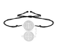 VASSAGO Saint Benedict Medal Bracelet Medalla De San Benito Bracelets Handmade Adjustable String Catholic Rosary Exorcism Christian Protection Religious Jewelry Gifts for Women Men (5 Silver)