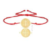 VASSAGO Saint Benedict Medal Bracelet Medalla De San Benito Bracelets Handmade Adjustable String Catholic Rosary Exorcism Christian Protection Religious Jewelry Gifts for Women Men (5 Gold)