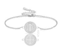 VASSAGO Saint Benedict Medal Bracelet Medalla De San Benito Bracelets Handmade Adjustable String Catholic Rosary Exorcism Christian Protection Religious Jewelry Gifts for Women Men (1 Silver)