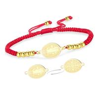 VASSAGO Saint Benedict Medal Bracelet Medalla De San Benito Bracelets Handmade Adjustable String Catholic Rosary Exorcism Christian Protection Religious Jewelry Gifts for Women Men (G-R string 2)