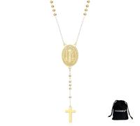 VASSAGO Saint Benedict Necklace Stainless Steel Catholic Religious Medal Pendant with Cross Protection Jewelry for Women Men (gold cross 1)