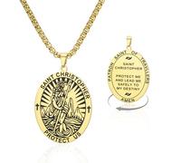VASSAGO Saint Christopher Necklace St Christopher Medal Pendant Amulet Necklace Religious Protection Jewelry for Men Women (gold)